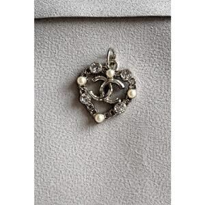Chanel Heart-Shaped Pendant Necklace with Pearls and Crystals